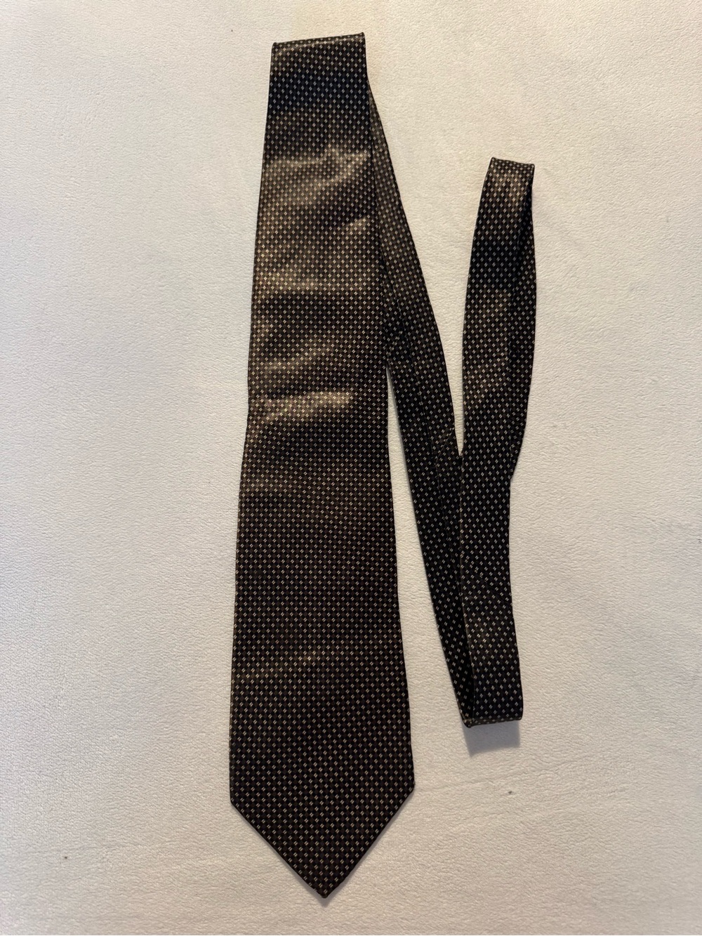 Hugo Boss Brown Silk Tie with Microdot Pattern